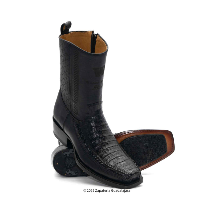 7 Toe Caiman Belly Black Leather Boot-257BFH8205
