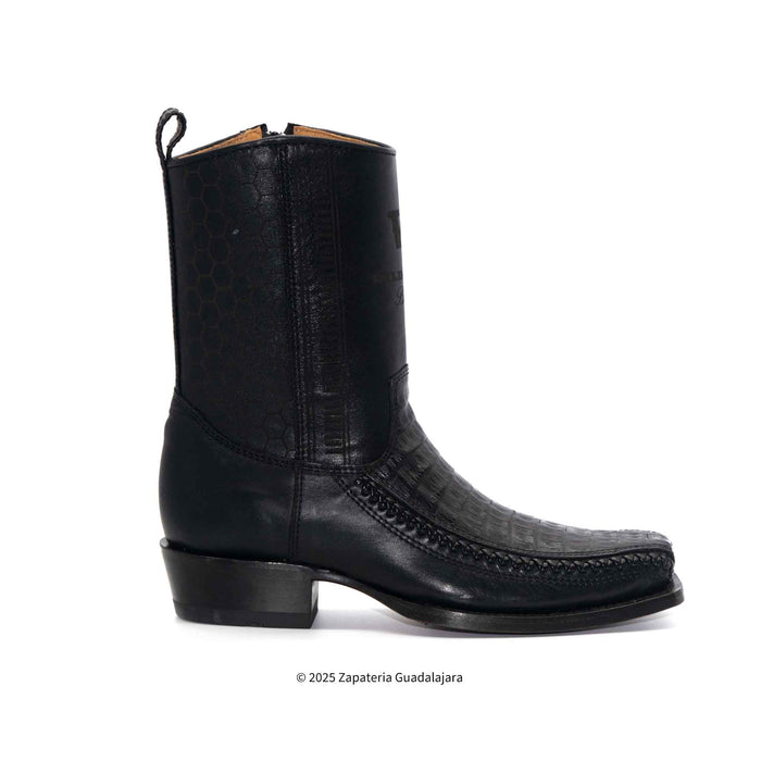 7 Toe Caiman Belly Black Leather Boot-257BFH8205