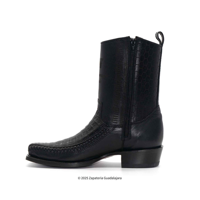 7 Toe Caiman Belly Black Leather Boot-257BFH8205