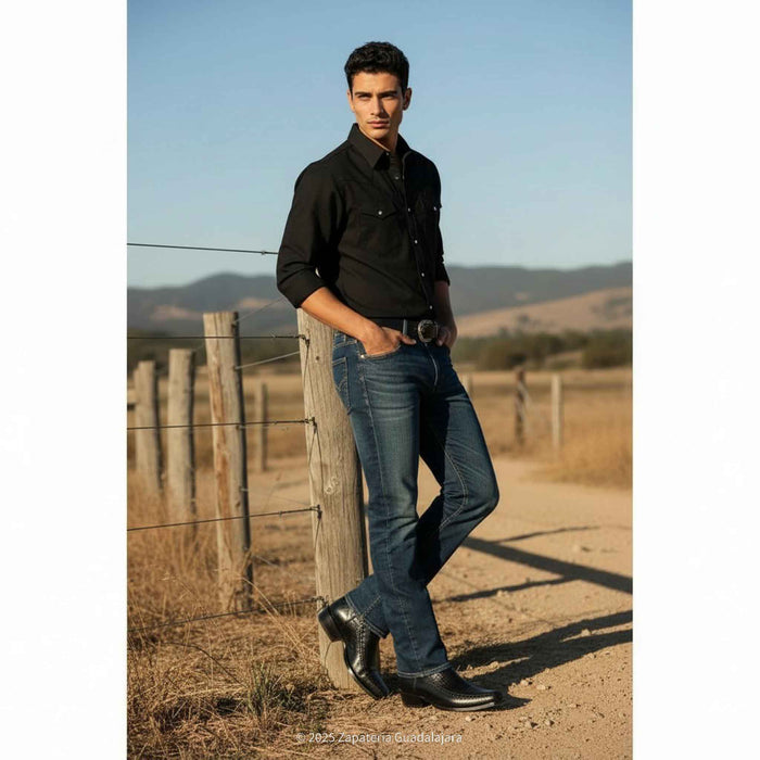 7 Toe Caiman Belly Black Leather Boot-257BFH8205