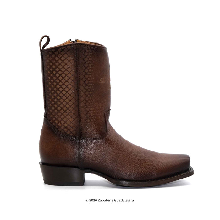Brown cowboy boot on a white background