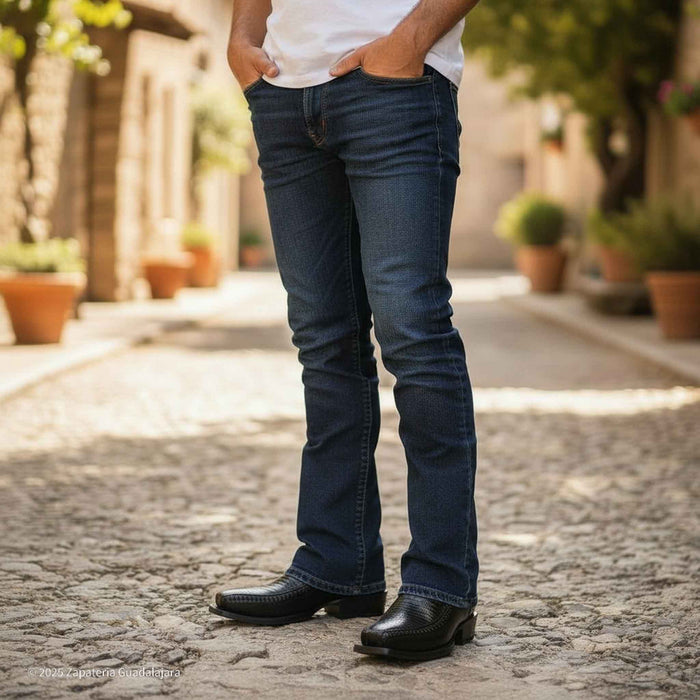 7 Toe Lizard Teju Black Leather Boot-257BFH0705