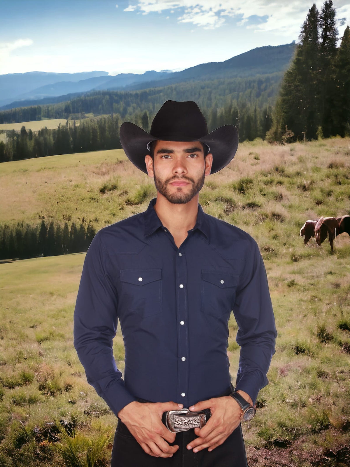 144 SOLID NAVY VAQUERO FASHION SHIRTS Genuine Leather Cowboy Boots 144-solid-navy-vaquero-fashion-shirts-genuine-leather-cowboy-boots