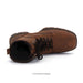 Brown leather boot on a white background