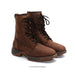 Pair of brown leather boots on a white background