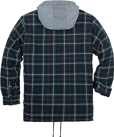 FLANNEL QUILTED SHERPA LINED JACKET/HOODED (GREEN/NAVY/BLACK #11)