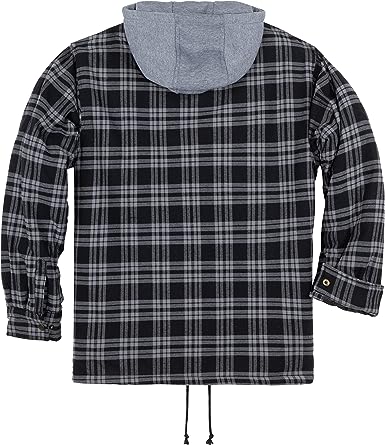 FLANNEL QUILTED SHERPA LINED JACKET/HOODED (BLACK/GREY #9