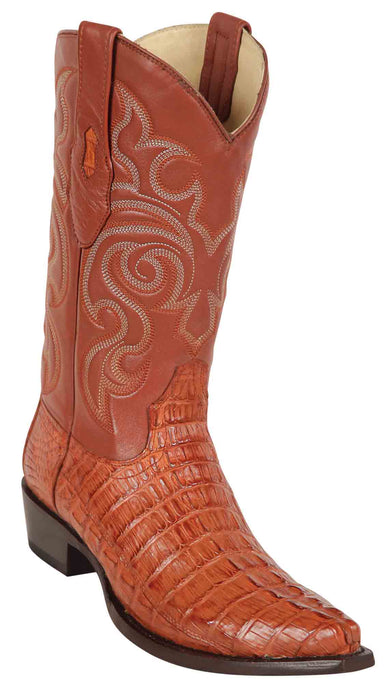 940103 LOS ALTOS BOOTS SNIP TOE CAIMAN TAIL COGNAC | Genuine Leather Vaquero Boots and Cowboy Hats | Zapateria Guadalajara | Authentic Mexican Western Wear