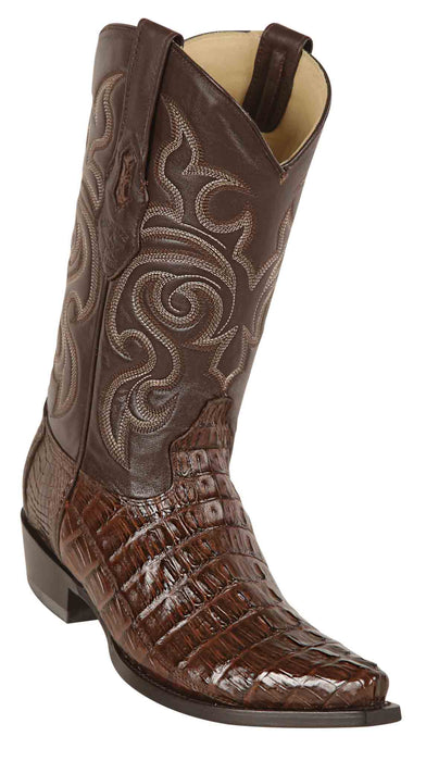 940107 LOS ALTOS BOOTS SNIP TOE CAIMAN TAIL BROWN | Genuine Leather Vaquero Boots and Cowboy Hats | Zapateria Guadalajara | Authentic Mexican Western Wear