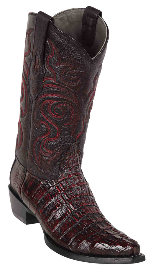 9401186 LOS ALTOS BOOTS SNIP TOE CAIMAN TAIL BLACK CHERRY | Genuine Leather Vaquero Boots and Cowboy Hats | Zapateria Guadalajara | Authentic Mexican Western Wear