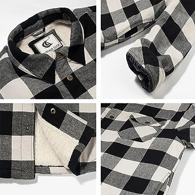 FLANNEL QUILTED SHERPA LINED JACKET (WHITE/BLACK #5)