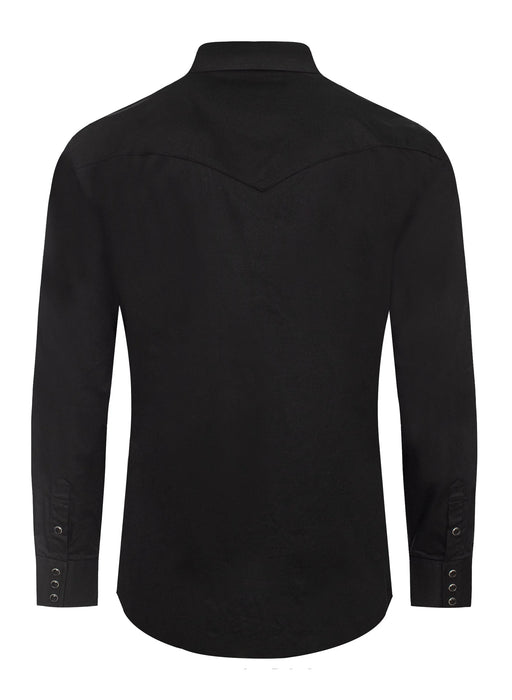 Black shirt on a white background with 'AC108L BLACK' text at the bottom.
