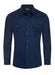 Navy blue shirt with two front pockets on a white background