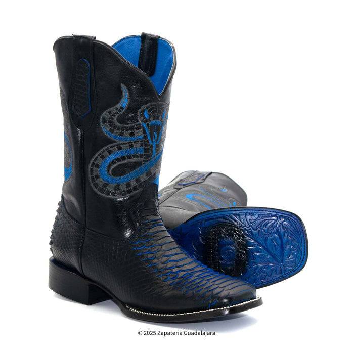 Blue Python Idyllwild Boots MEN'S BLUE VIPER WIDE SQUARE TOE FAUX PYTHON TRIBUTE LEATHER BOOT -4028 ...