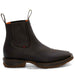 Brown leather boot with a white background