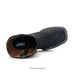 A single black woven leather boot shown from a side angle on a white background, with a visible blue and white Sorsky insole label.