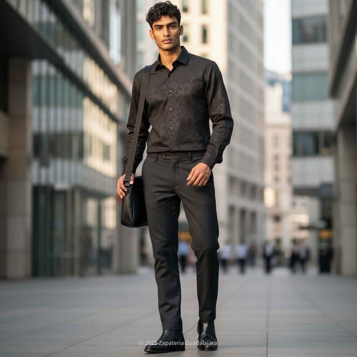 Black Long Sleeve Western Fashion Shirt-MT08204