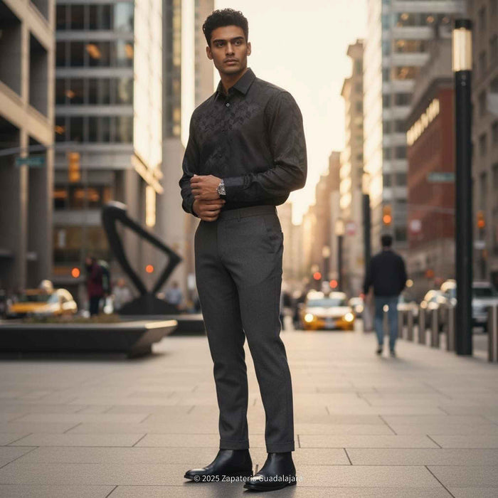 Black Long Sleeve Western Fashion Shirt-MT08204