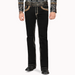 Black jeans with decorative elements on a white background