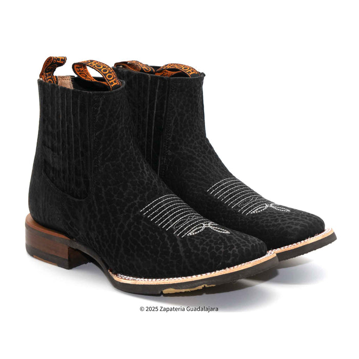 Bull Neck Square Toe Black leather boot-H42H0572