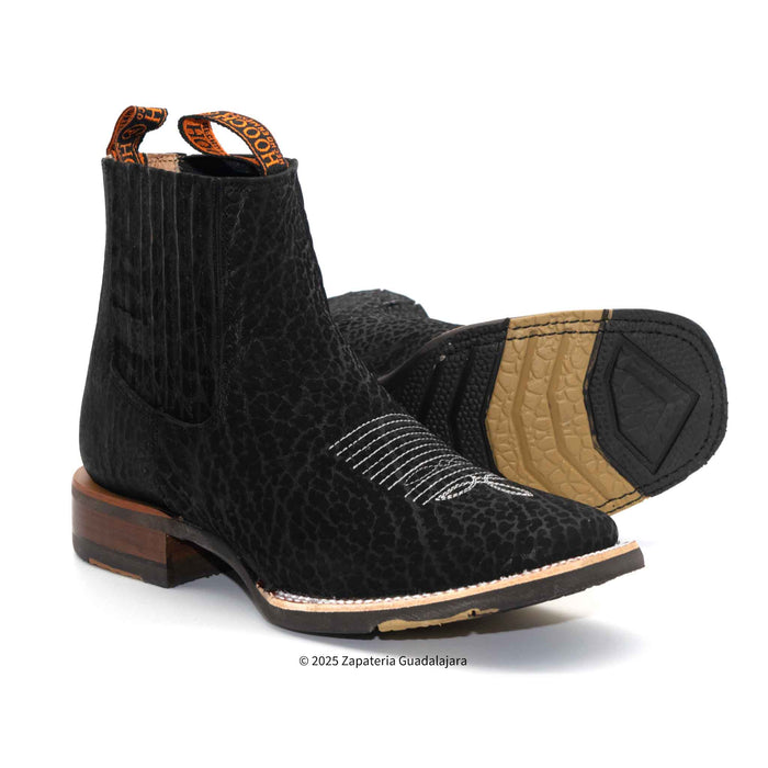 Bull Neck Square Toe Black leather boot-H42H0572