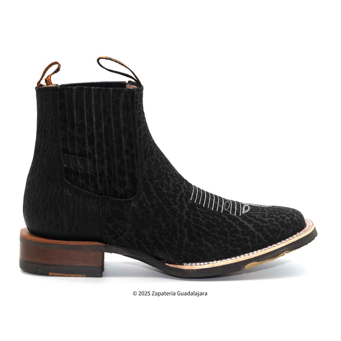 Bull Neck Square Toe Black leather boot-H42H0572