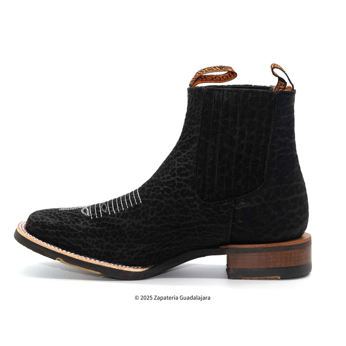 Bull Neck Square Toe Black leather boot-H42H0572