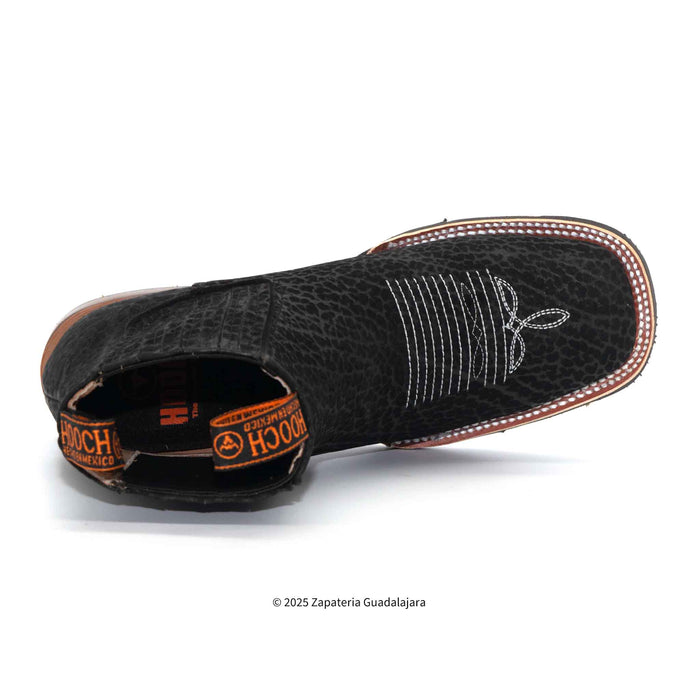 Bull Neck Square Toe Black leather boot-H42H0572