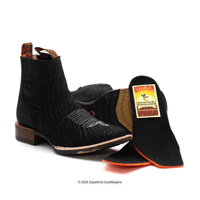 Bull Neck Square Toe Black leather boot-H42H0572