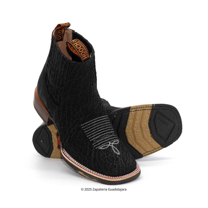 Bull Neck Square Toe Black leather boot-H42H0572