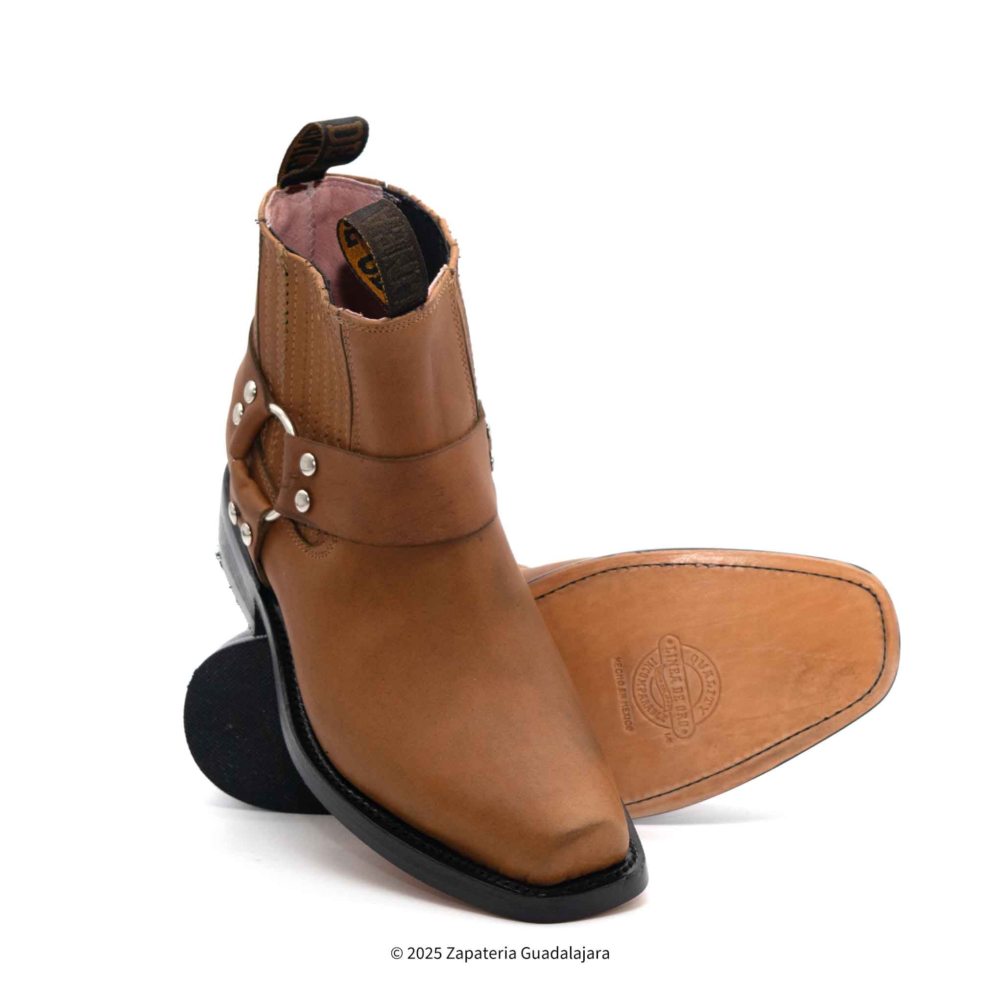 MEN'S CLASSIC BIKER SQUARE TOE GRASSO HONEY LEATHER BOOT T-62