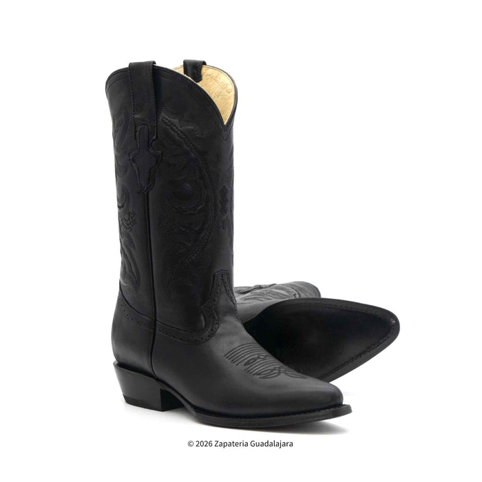 Classic Western J-Toe Black Leather Boot-200