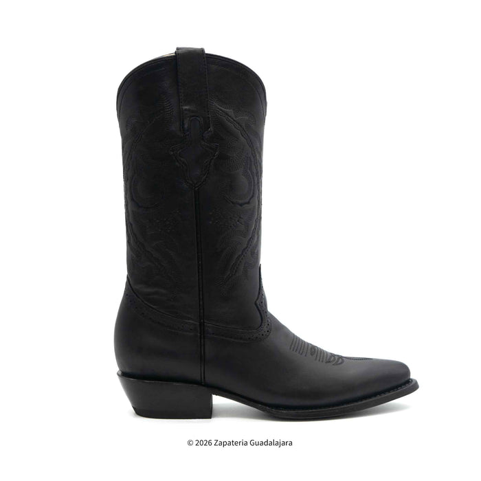 Classic Western J-Toe Black Leather Boot-200