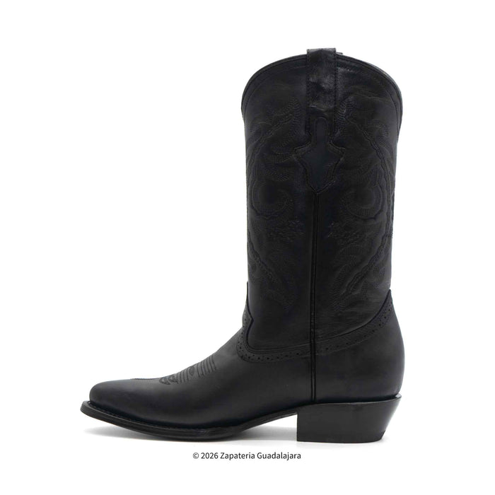 Classic Western J-Toe Black Leather Boot-200