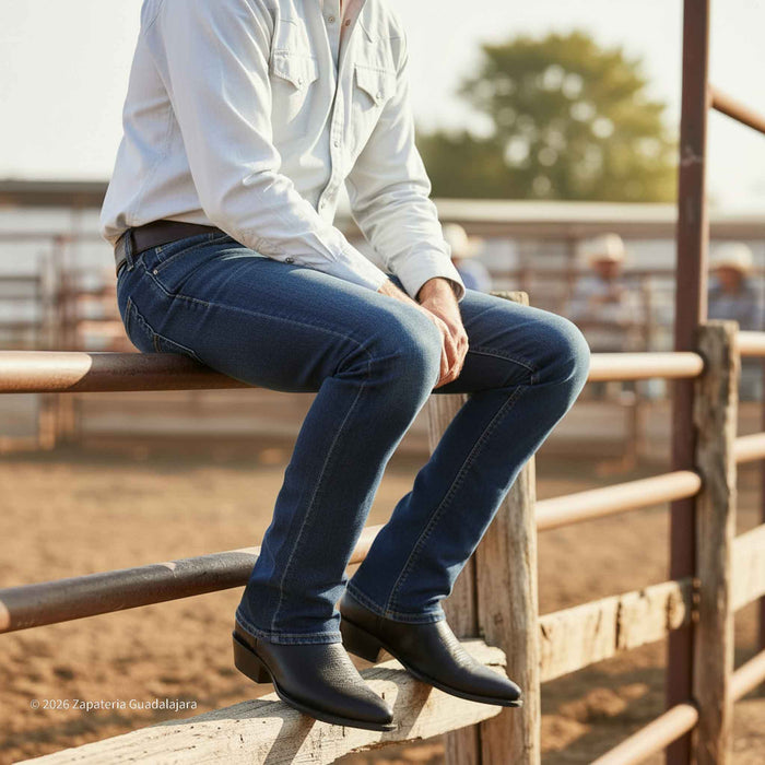 Classic Western J-Toe Black Leather Boot-200