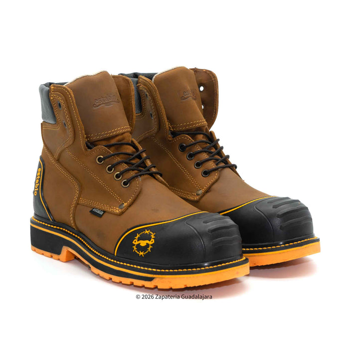 Bota de trabajo de piel color Mango Crazy con casco de proteccion Establo-581