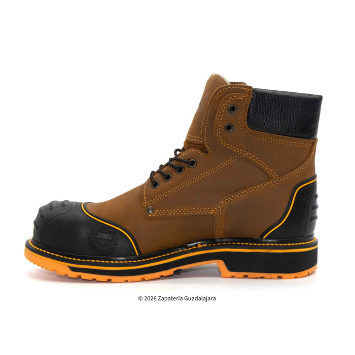 Bota de trabajo de piel color Mango Crazy con casco de proteccion Establo-581