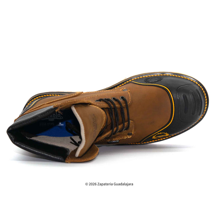 Bota de trabajo de piel color Mango Crazy con casco de proteccion Establo-581