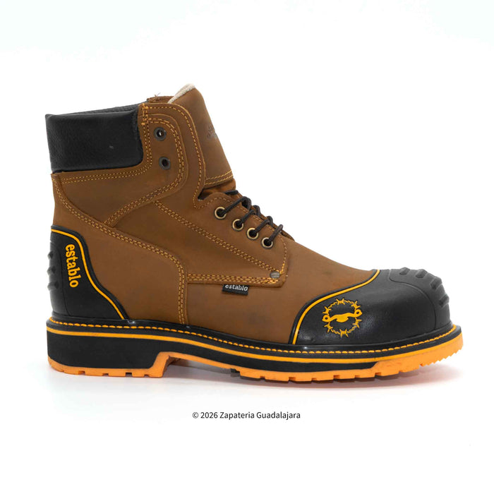 Bota de trabajo de piel color Mango Crazy con casco de proteccion Establo-581