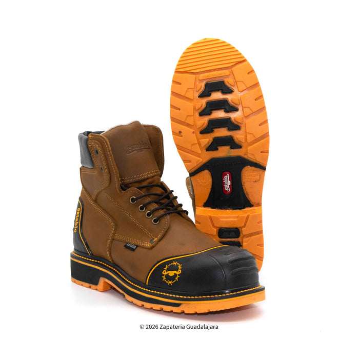 Bota de trabajo de piel color Mango Crazy con casco de proteccion Establo-581