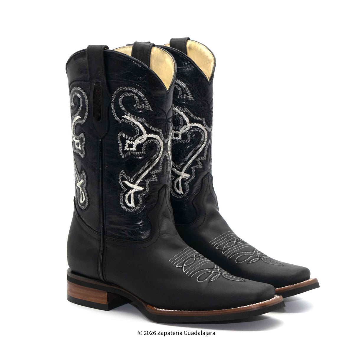 Crazy Black Square Toe Rubber Sole Leather Boot-010146 | Genuine