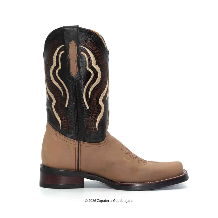 Crazy Tabaco Square Toe Rubber Sole Leather Boot-010146