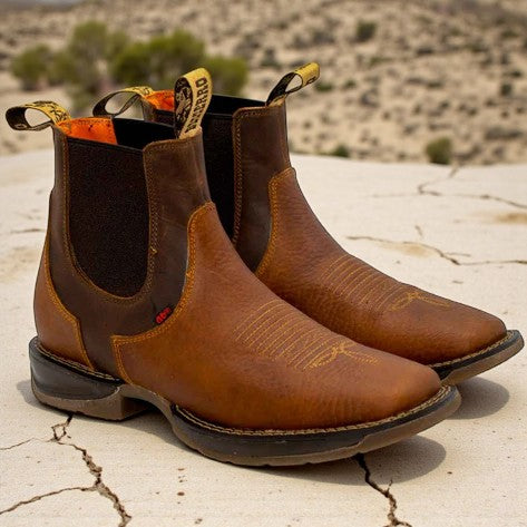 Daydo Mix Honey square toe rubber sole leather boot-8044 | Genuine