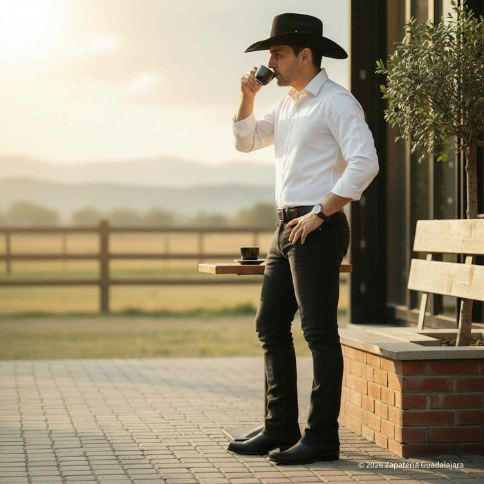 Dubai Toe Cowboy Black Leather Boot-H52PD0595