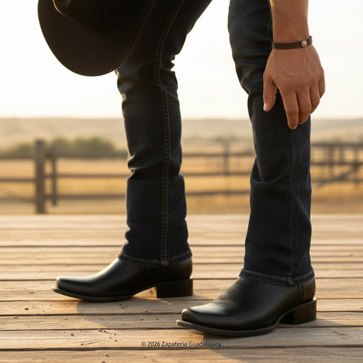 Dubai Toe Cowboy Black Leather Boot-H52PD0595