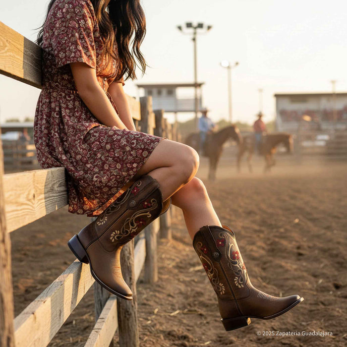 Faded Tabacco Wide Square Toe Leather Boot-ZG013