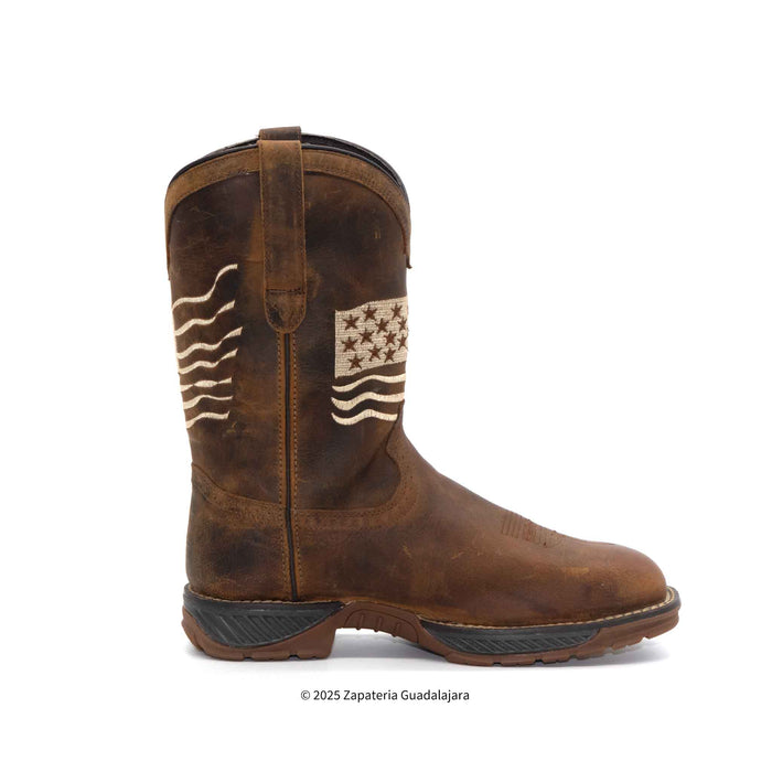 Flag Embroidered Waterproof Composite toe Brown leather work boot-207