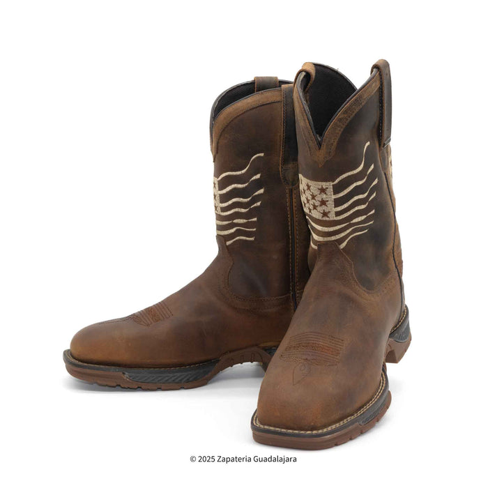 Flag Embroidered Waterproof Composite toe Brown leather work boot-207