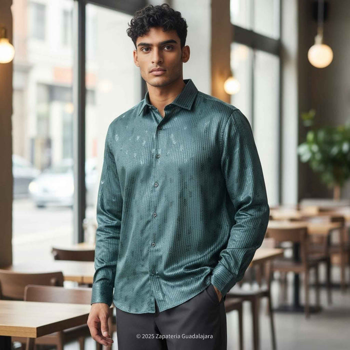 Green Long Sleeve Western Fashion Shirt-MT0827