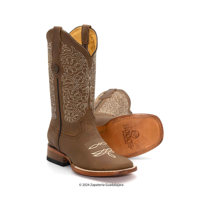 H2221231 WOMEN WIDE SQUARE TOE CRAZY TANG LEATHER BOOT
